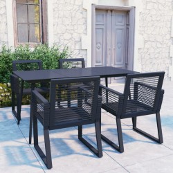 Sonata H Градински трапезен комплект, 5 части, PVC ратан, черен - Seturi pentru exterior