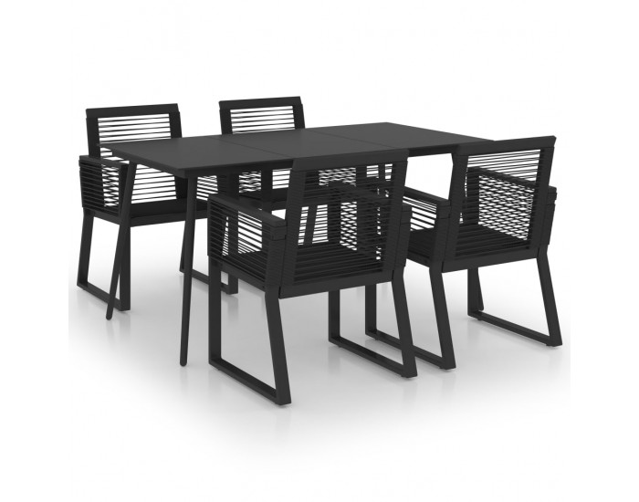 Sonata H Градински трапезен комплект, 5 части, PVC ратан, черен
