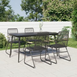 Sonata H Градински трапезен комплект от 5 части, черeн, PVC ратан - Seturi pentru exterior