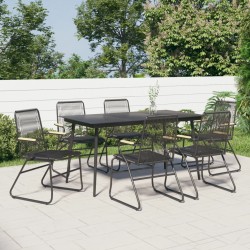 Sonata H Градински трапезен комплект от 7 части, черно, PVC ратан - Seturi pentru exterior