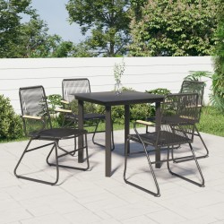 Sonata H Градински трапезен комплект от 5 части, черeн, PVC ратан - Seturi pentru exterior