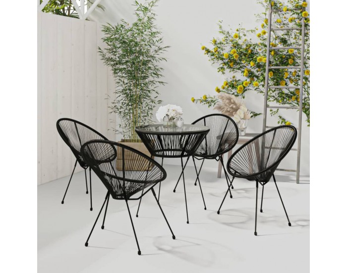 Sonata H Градински трапезен комплект, 5 части, PVC ратан, черен