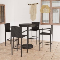Sonata H Градински бар комплект, 5 части, полиратан, черен - Seturi pentru exterior