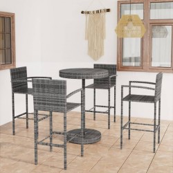 Sonata H Градински бар комплект, 5 части, полиратан, сив - Seturi pentru exterior