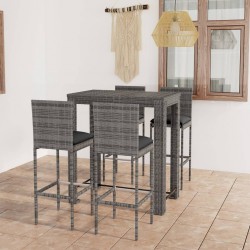 Sonata H Бар комплект с възглавници за открито, 5 части, полиратан, сив - Seturi pentru exterior