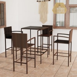 Sonata H Градински бар комплект, 5 части, полиратан, кафяв - Seturi pentru exterior