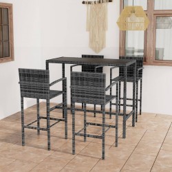 Sonata H Градински бар комплект, 5 части, полиратан, сив - Seturi pentru exterior