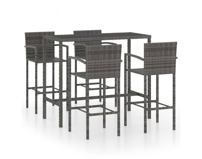 Sonata Set mobilier bar de grădină, 5 piese, gri, poliratan