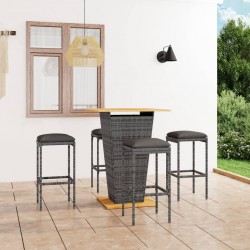 Sonata H Градински бар комплект с възглавници, 5 части, полиратан, сив - Seturi pentru exterior