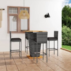Sonata H Градински бар комплект с възглавници, 5 части, полиратан, сив - Seturi pentru exterior