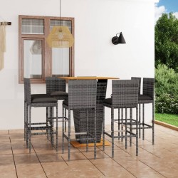 Sonata H Градински бар комплект с възглавници, 9 части, полиратан, сив - Seturi pentru exterior