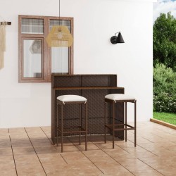 Sonata H Градински бар комплект с възглавници, 3 части, кафяв - Seturi pentru exterior