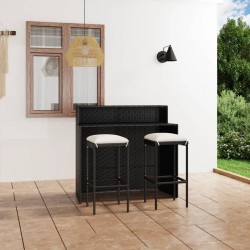 Sonata H Градински бар комплект с възглавници, 3 части, черен - Seturi pentru exterior