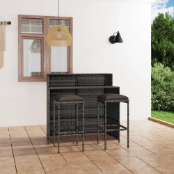 Sonata H Градински бар комплект с възглавници, 3 части, сив - Seturi pentru exterior