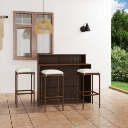 Sonata H Градински бар комплект с възглавници, 4 части, кафяв - Seturi pentru exterior