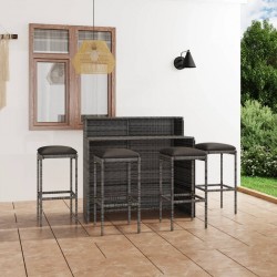 Sonata H Градински бар комплект с възглавници, 5 части, сив - Seturi pentru exterior