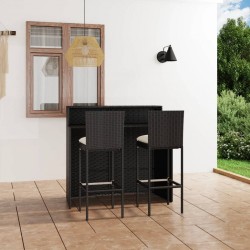 Sonata H Градински бар комплект с възглавници, 3 части, черен - Seturi pentru exterior