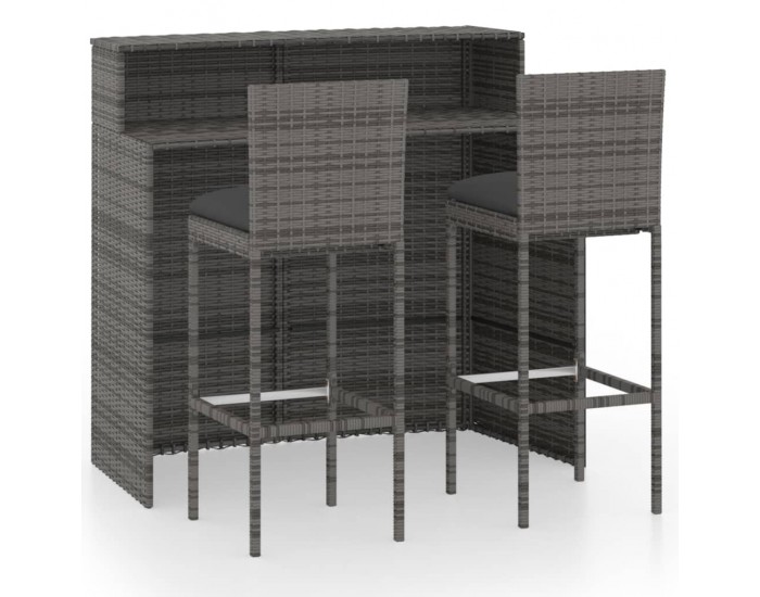 Sonata H Градински бар комплект с възглавници, 3 части, сив