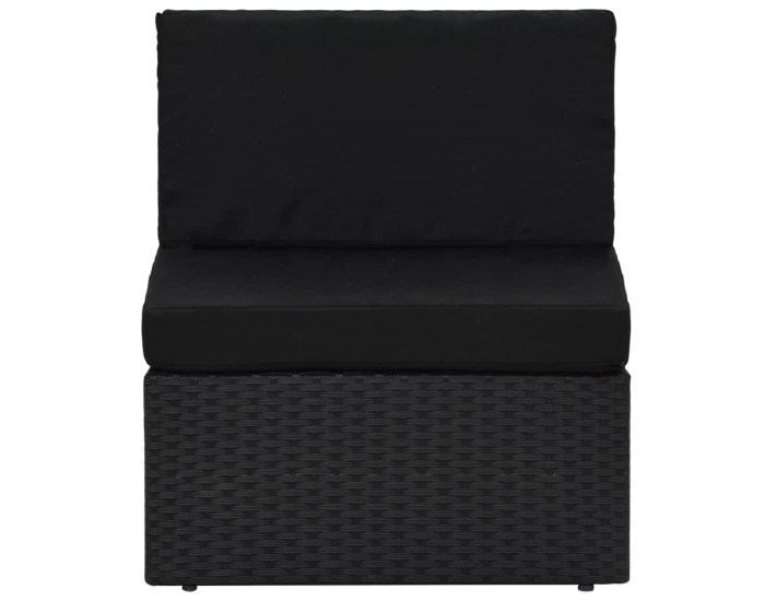 Sonata Set mobilier de grădină, 9 piese, negru, poliratan