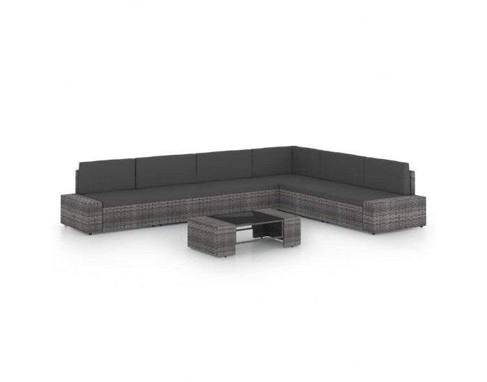 Sonata Set mobilier de grădină cu perne, 7 piese, gri, poliratan