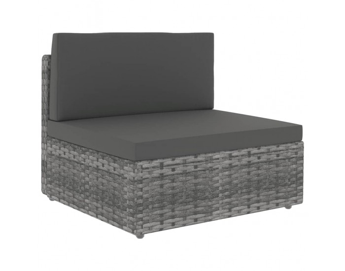 Sonata Set mobilier de grădină cu perne, 9 piese, gri, poliratan