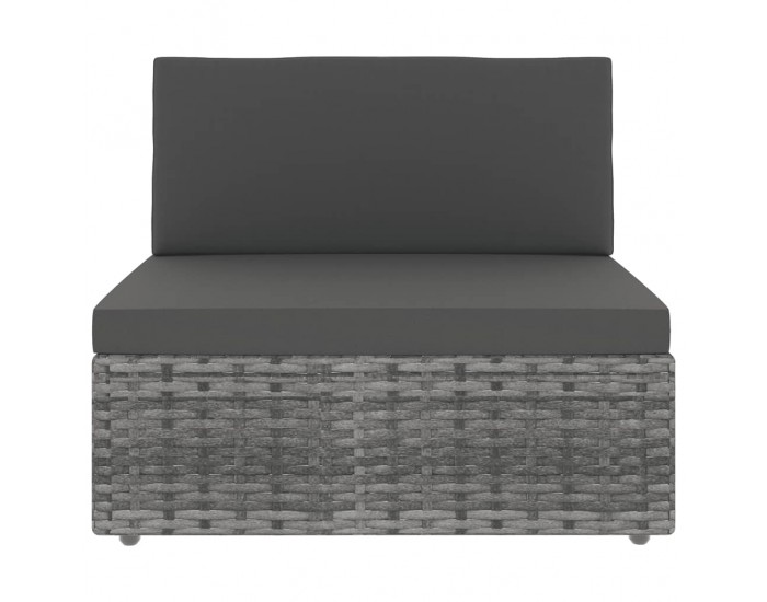 Sonata Set mobilier de grădină cu perne, 9 piese, gri, poliratan