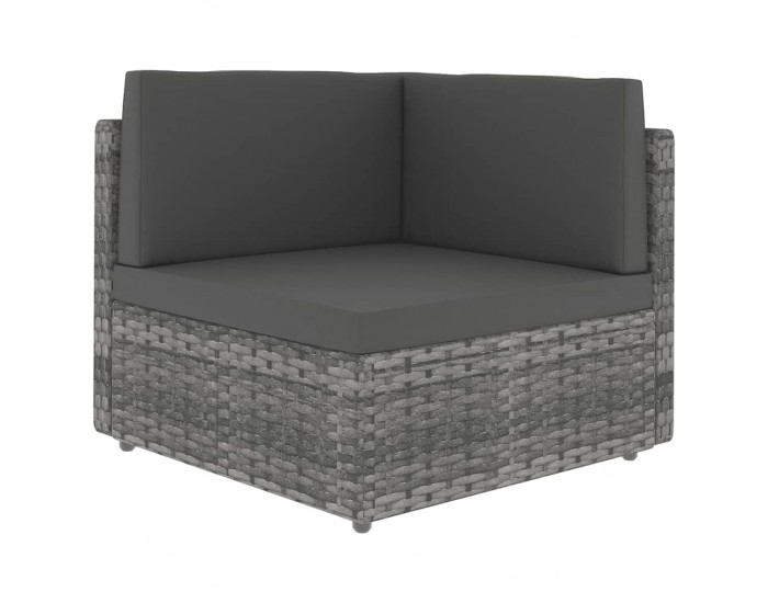 Sonata Set mobilier de grădină cu perne, 9 piese, gri, poliratan