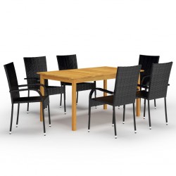 Sonata Set mobilier pentru grădină, 7 piese, negru