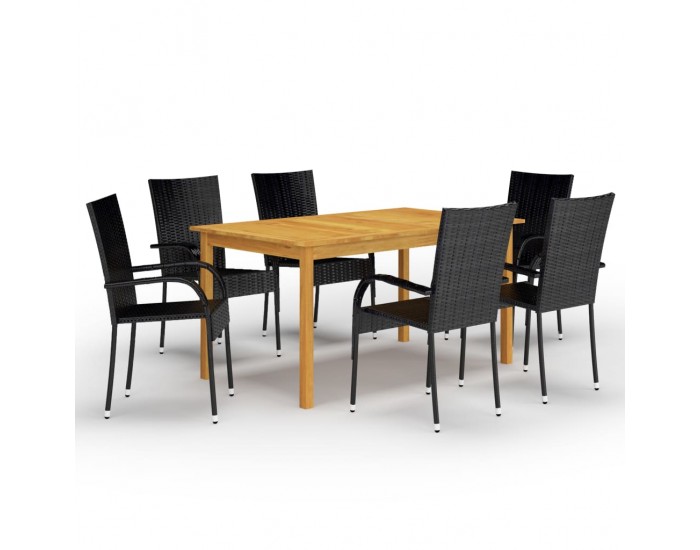 Sonata Set mobilier pentru grădină, 7 piese, negru