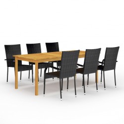 Sonata H Градински трапезен комплект, 7 части, черен - Seturi pentru exterior