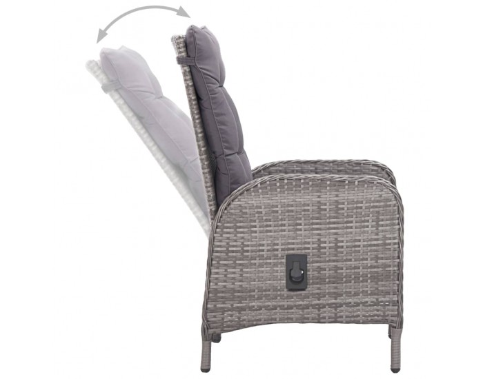 Sonata H Градински трапезен комплект, 3 части, сив