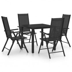 Sonata H Градински трапезен комплект, 5 части, алуминий, черен - Seturi pentru exterior
