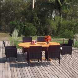 Sonata H Градински трапезен комплект, 7 части, черен полиратан - Seturi pentru exterior