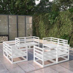 Sonata H Градински лаундж комплект, 8 части, бял, борово дърво масив - Seturi pentru exterior