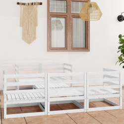 Sonata H Градински лаундж комплект, 6 части, бял, бор масив - Seturi pentru exterior
