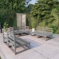 Sonata H Градински лаундж комплект, 6 части, сив, бор масив - Seturi pentru exterior