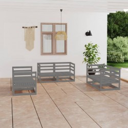 Sonata H Градински лаундж комплект, 6 части, сив, бор масив - Seturi pentru exterior