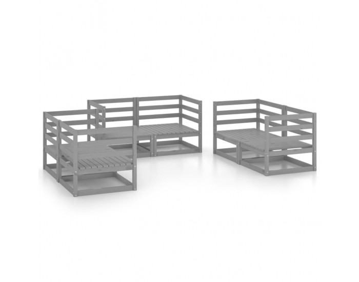 Sonata Set mobilier de grădină, 6 piese, gri, lemn masiv de pin