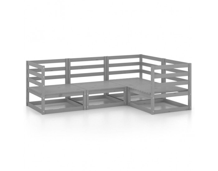 Sonata Set mobilier de grădină, 4 piese, gri, lemn masiv de pin