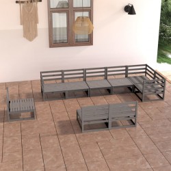 Sonata H Градински лаундж комплект, 9 части, сив, бор масив - Seturi pentru exterior