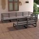 Sonata Set mobilier de grădină, 7 piese, gri, lemn masiv de pin