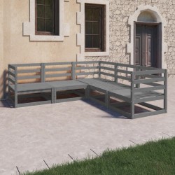Sonata H Градински лаундж комплект, 5 части, сив, бор масив - Seturi pentru exterior