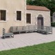 Sonata H Градински лаундж комплект, 8 части, сив, бор масив