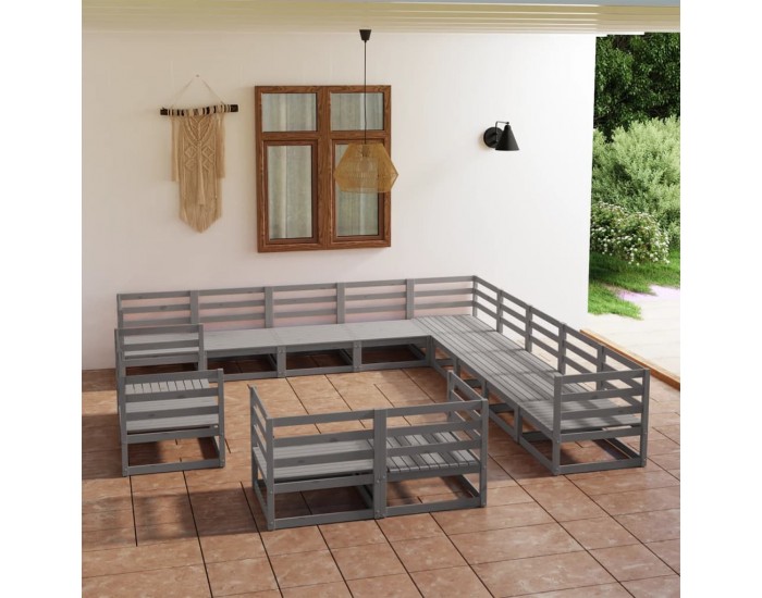 Sonata Set mobilier de grădină, 13 piese, lemn masiv de pin