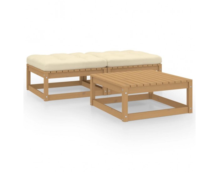 Sonata Set mobilier grădină cu perne, 3 piese, lemn masiv de pin