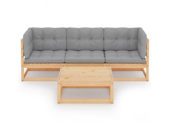 Sonata Set mobilier de grădină cu perne, 4 piese, lemn masiv de pin