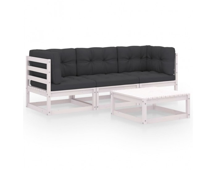 Sonata Set mobilier de grădină cu perne, 4 piese, lemn masiv de pin