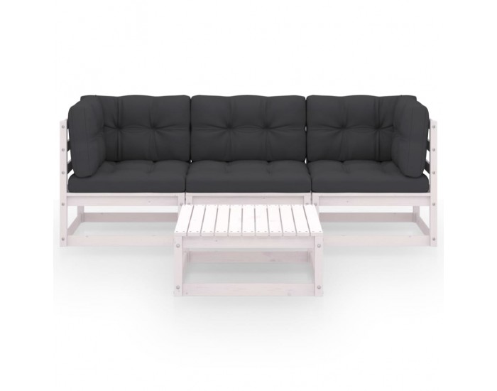 Sonata Set mobilier de grădină cu perne, 4 piese, lemn masiv de pin