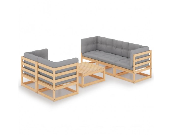 Sonata Set mobilier de grădină cu perne, 6 piese, lemn masiv de pin