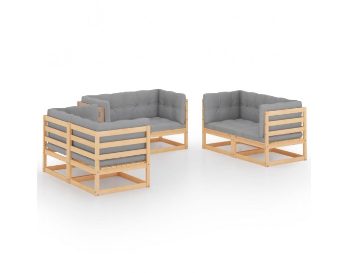 Sonata Set mobilier de grădină cu perne, 6 piese, lemn masiv de pin